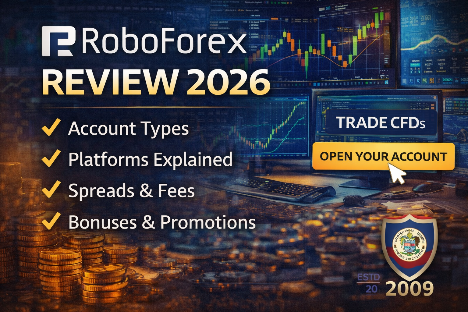 RoboForex Review 2026: Features, Fees, Platforms & Bonuses