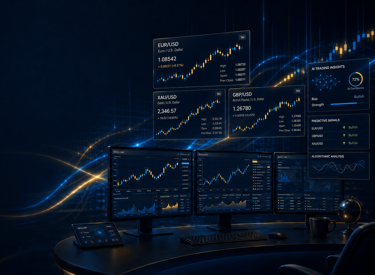 Professional MT4 & MT5 MetaTrader Forex trading workstation showing EURUSD and GBPUSD market charts