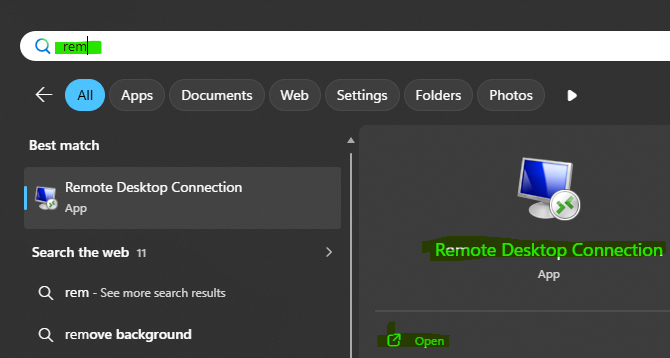 Remote Desktop Connection dialog